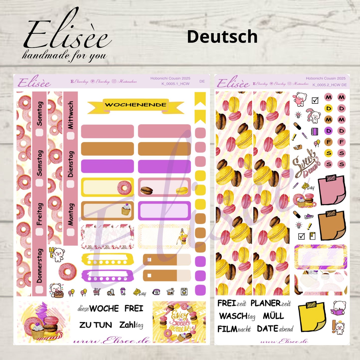 K0005_"SWEET DREAMS" weekly kit Hobonichi Cousin / A5 / Bullet Journal