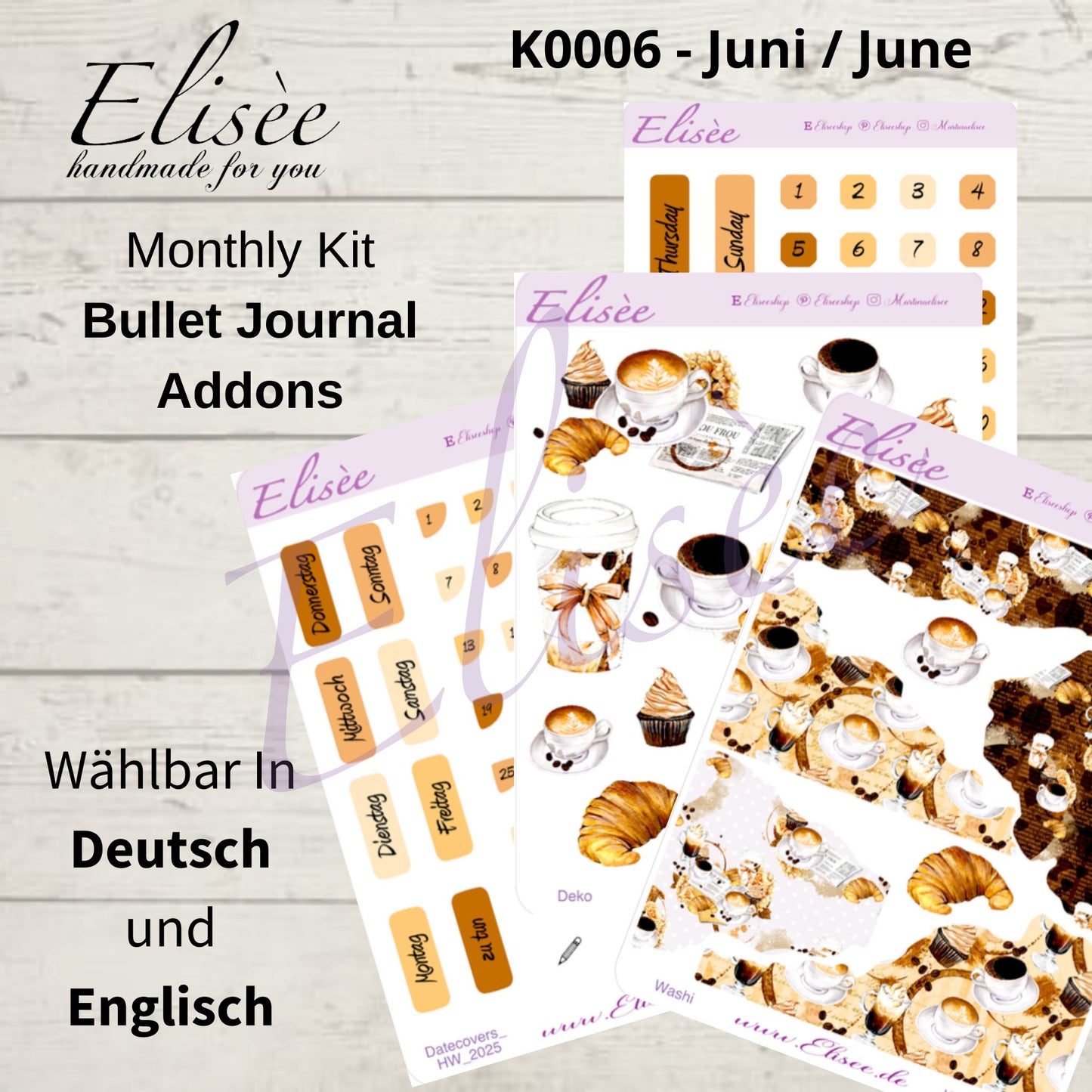 K0006_"BUT FIRST COFFEE" Juni 2025 Datecovers / Bullet Journal / Cousin / Weeks