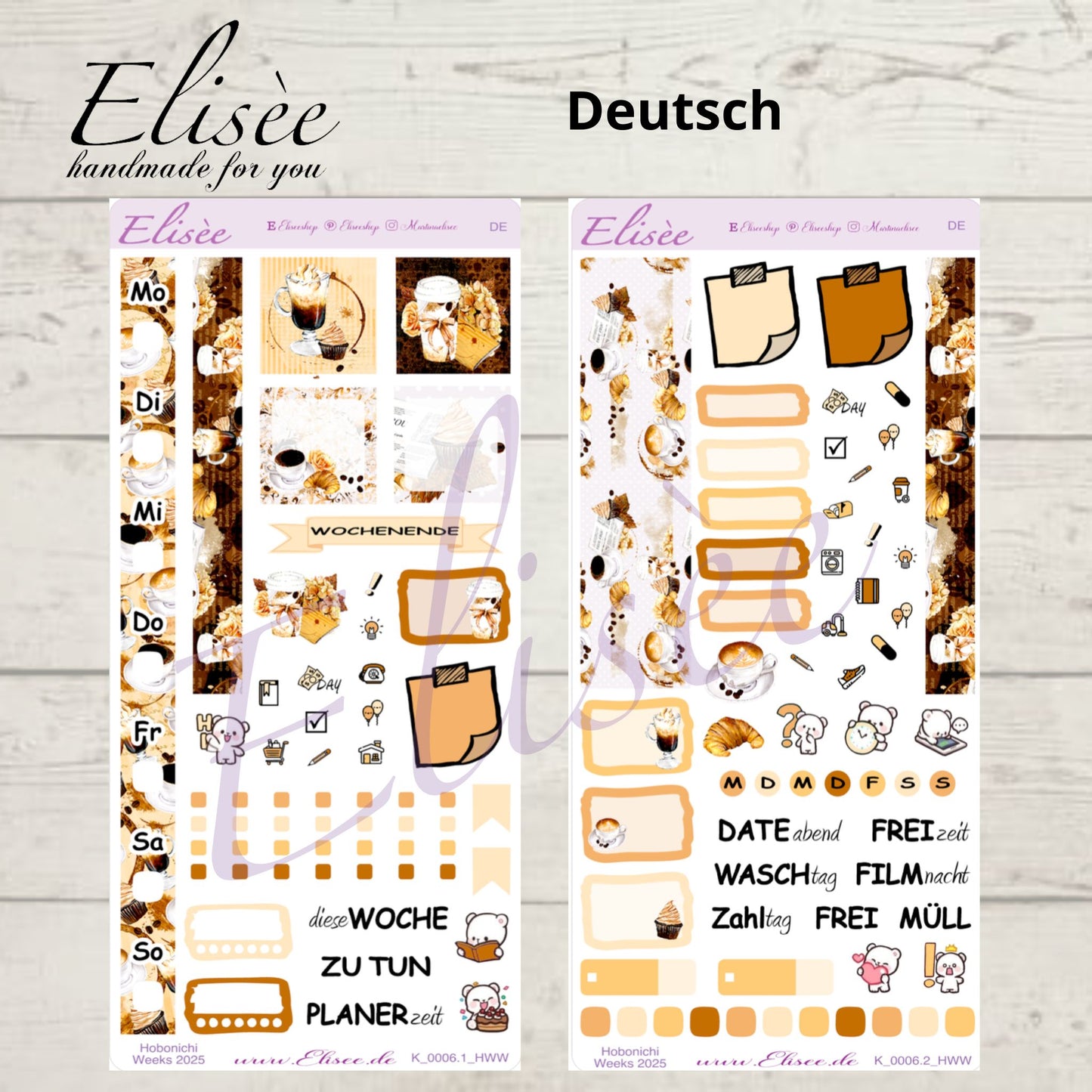 K0006_"BUT FIRST COFFEE" Wochenkit Hobonichi Weeks / Personal Planer / Bullet Journal