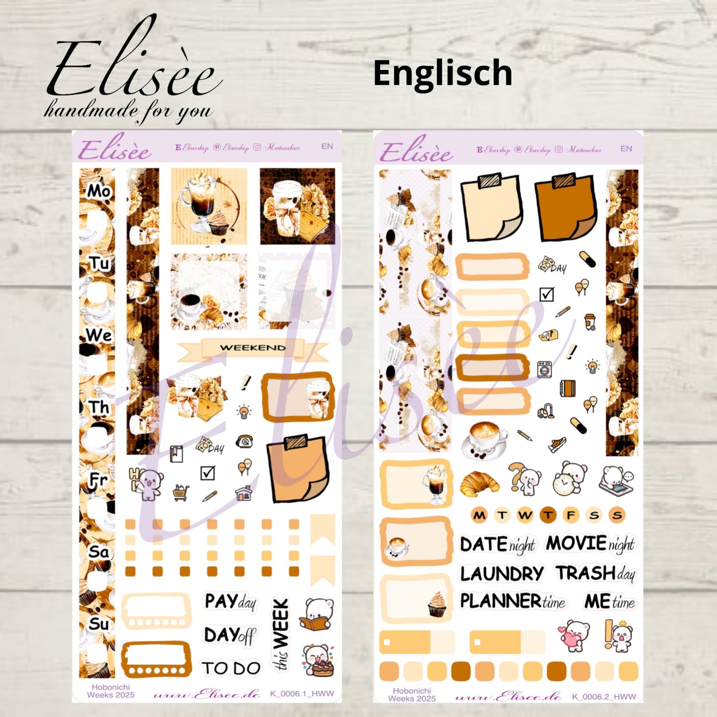 K0006_"BUT FIRST COFFEE" Wochenkit Hobonichi Weeks / Personal Planer / Bullet Journal