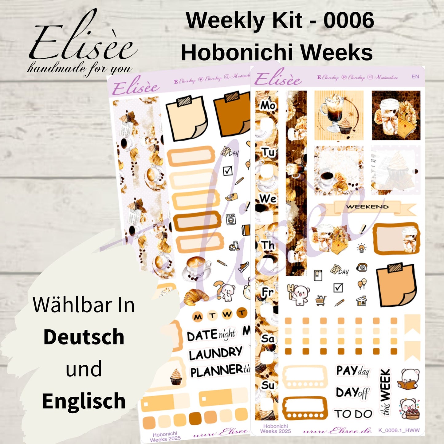 K0006_"BUT FIRST COFFEE" Wochenkit Hobonichi Weeks / Personal Planer / Bullet Journal