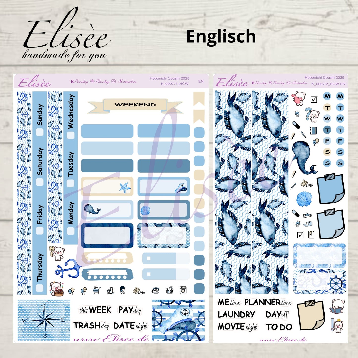 K0007_"NAUTICAL" Wochenkit Hobonichi Cousin / A5 / Bullet Journal