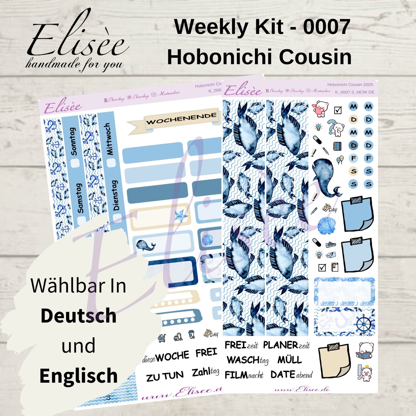K0007_"NAUTICAL" weekly kit Hobonichi Cousin / A5 / Bullet Journal