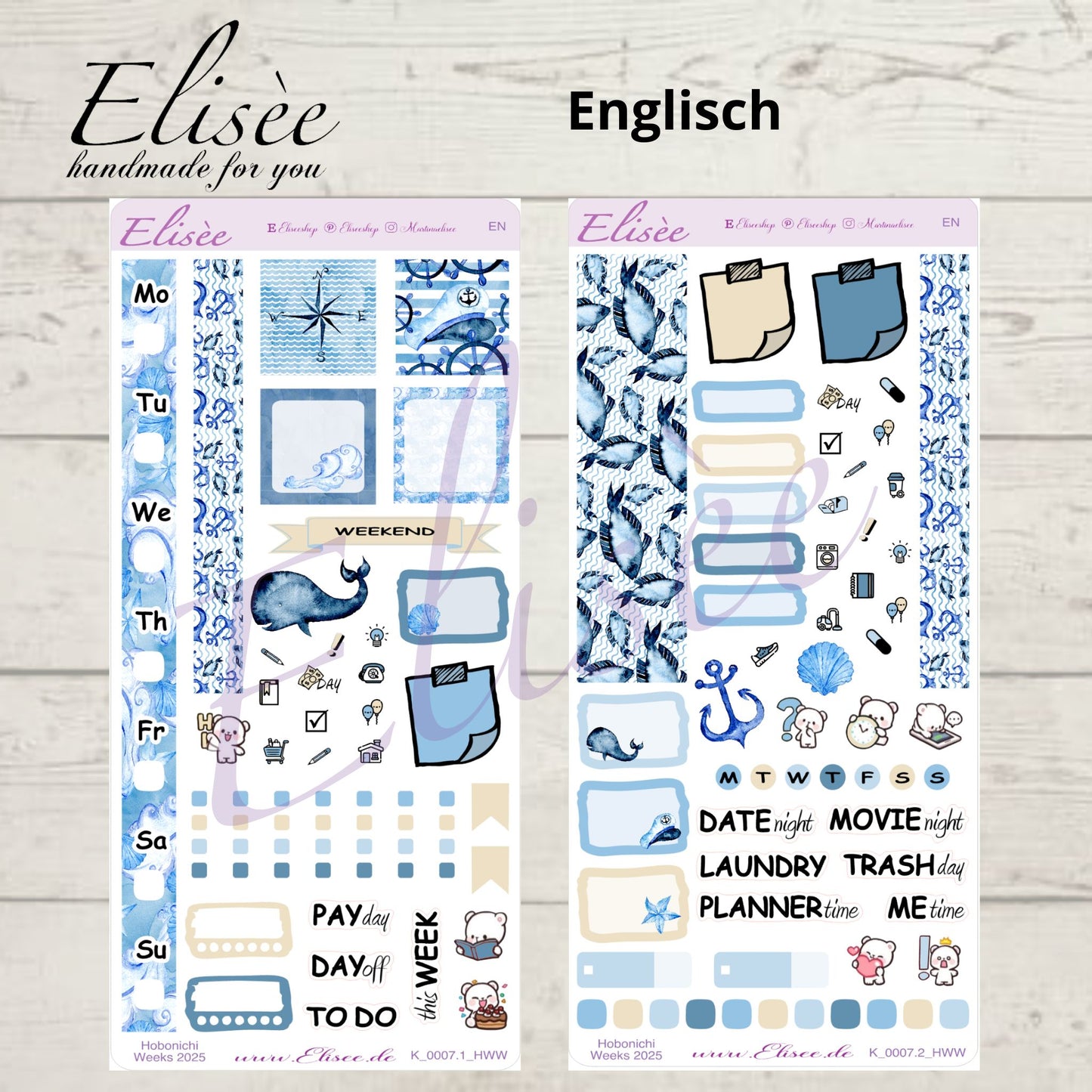 K0007_"NAUTICAL" Weekly Kit Hobonichi Weeks / Personal Planner / Bullet Journal