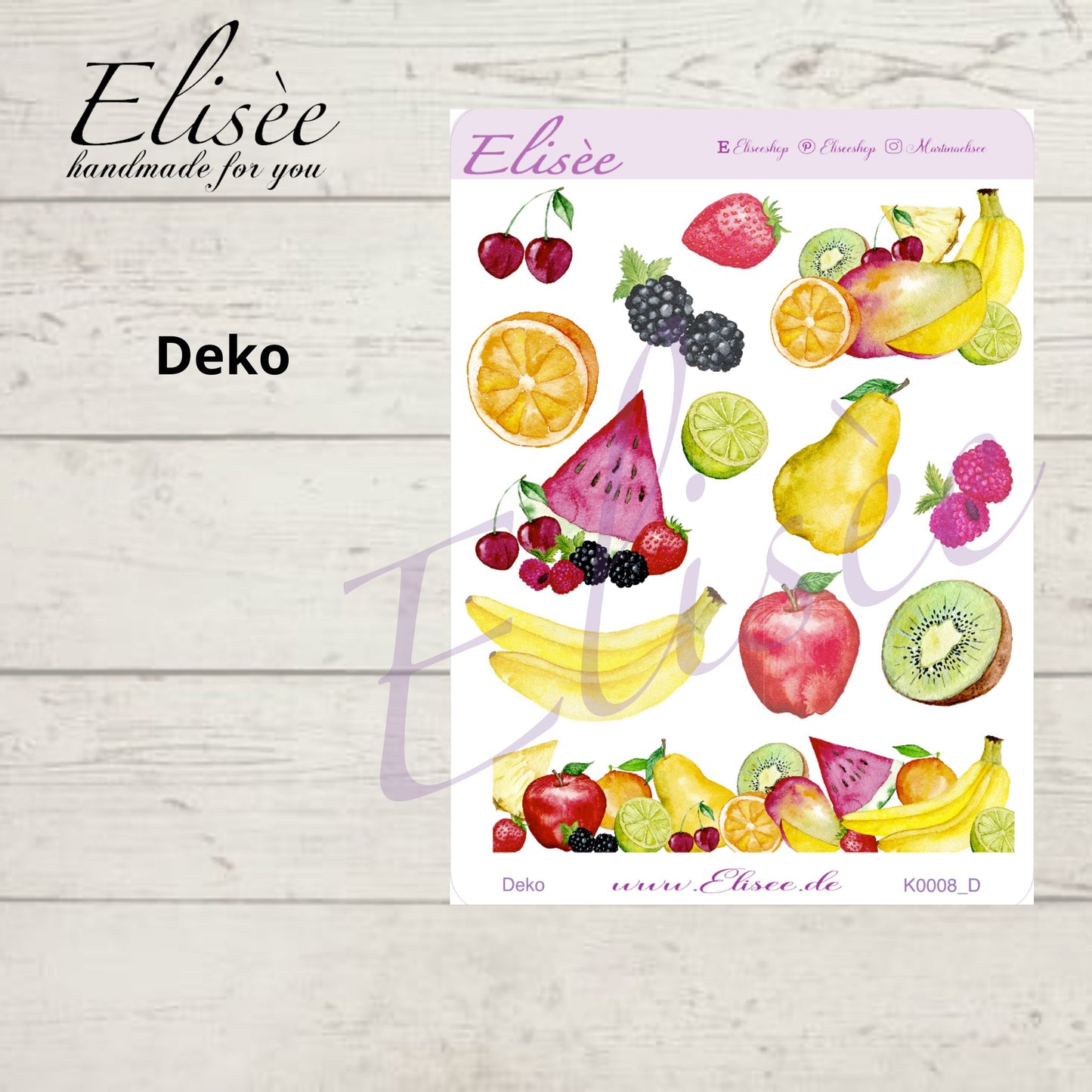 K0008_"FRUITS" August 2025 Decoration and Washi / Bullet Journal / Cousin / Weeks