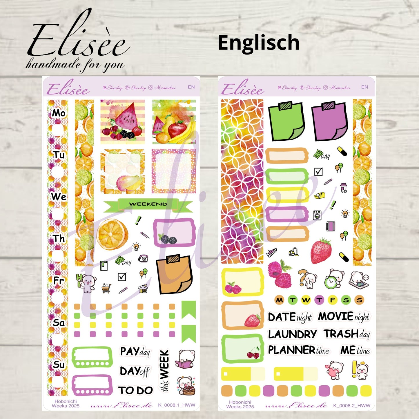 K0008_"FRUITS" Wochenkit Hobonichi Weeks / Personal Planer / Bullet Journal