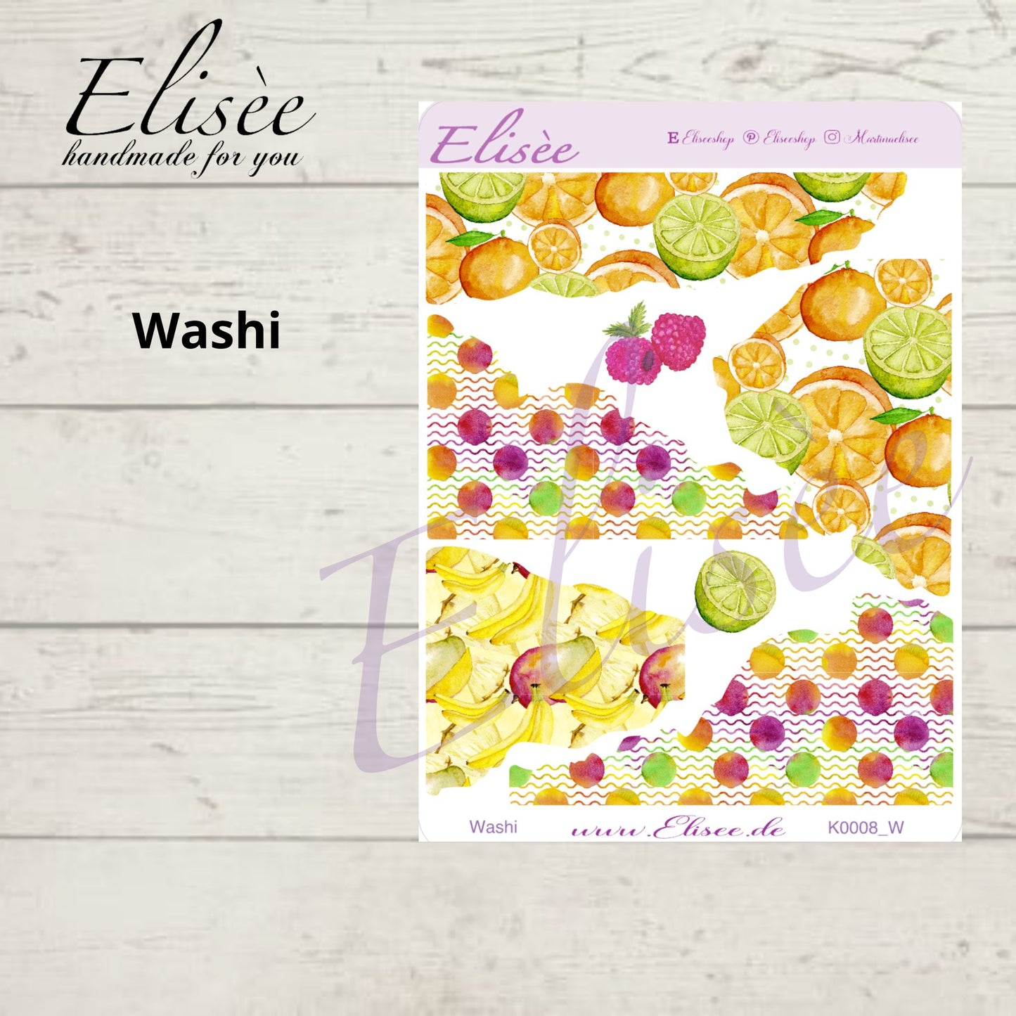 K0008_"FRUITS" August 2025 Decoration and Washi / Bullet Journal / Cousin / Weeks
