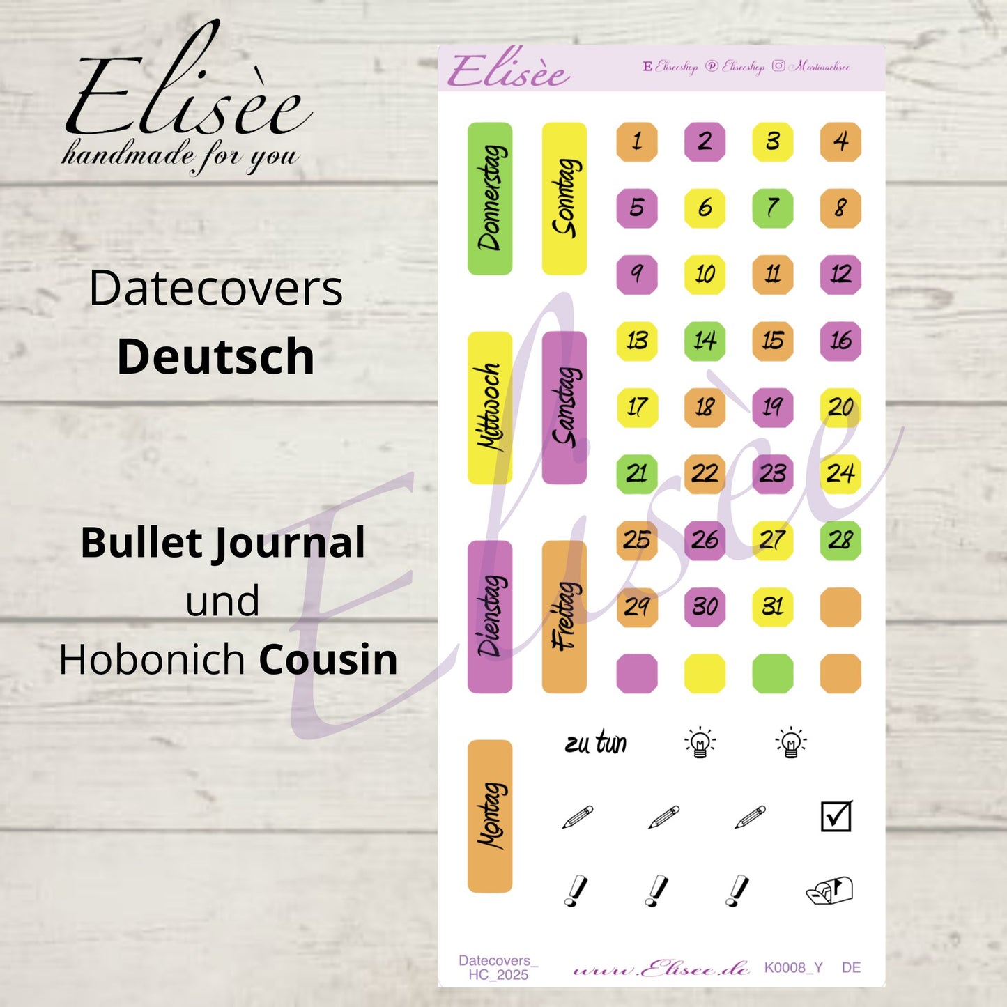 K0008_"FRUITS" August 2025 Datecovers / Bullet Journal / Cousin / Weeks