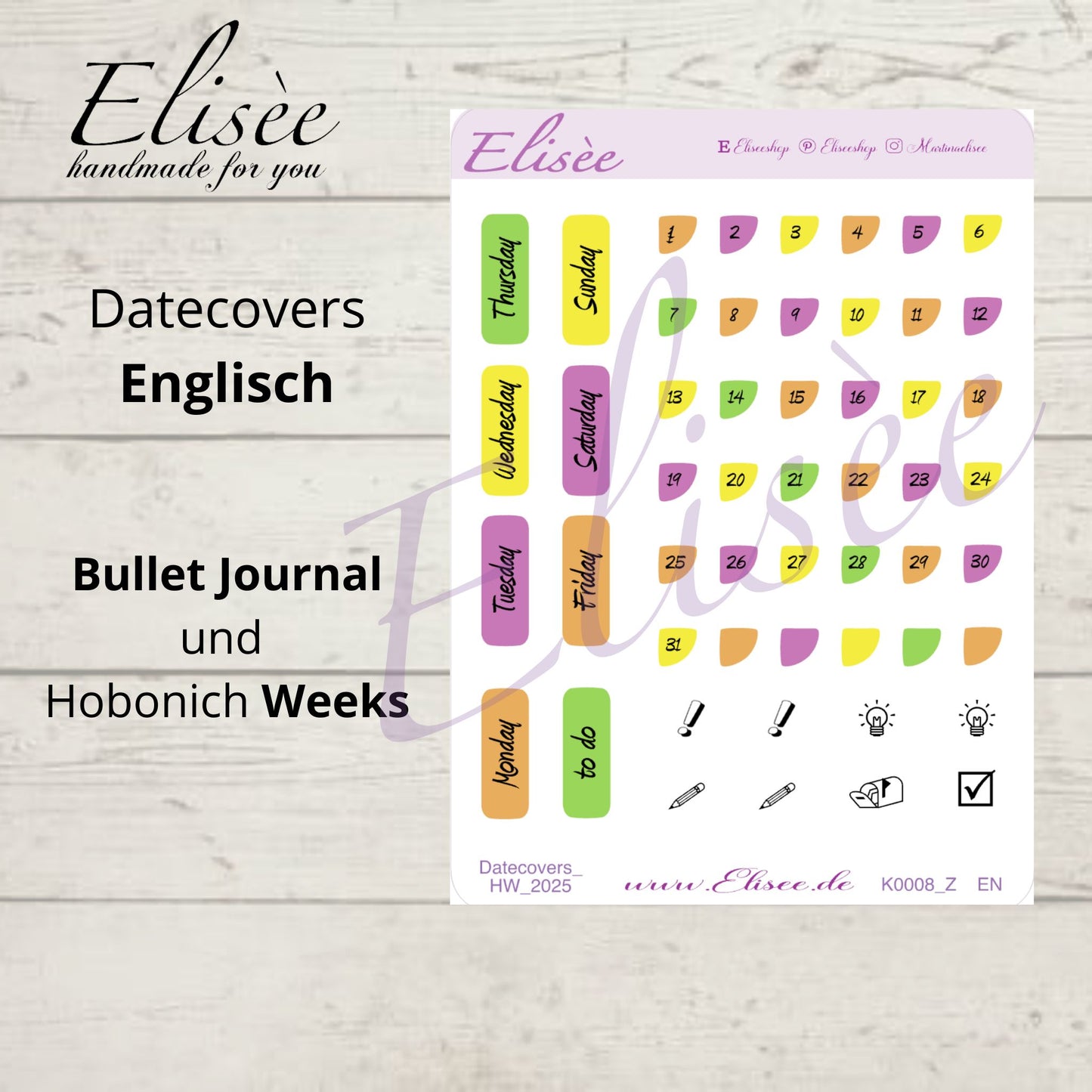 K0008_"FRUITS" August 2025 Datecovers / Bullet Journal / Cousin / Weeks