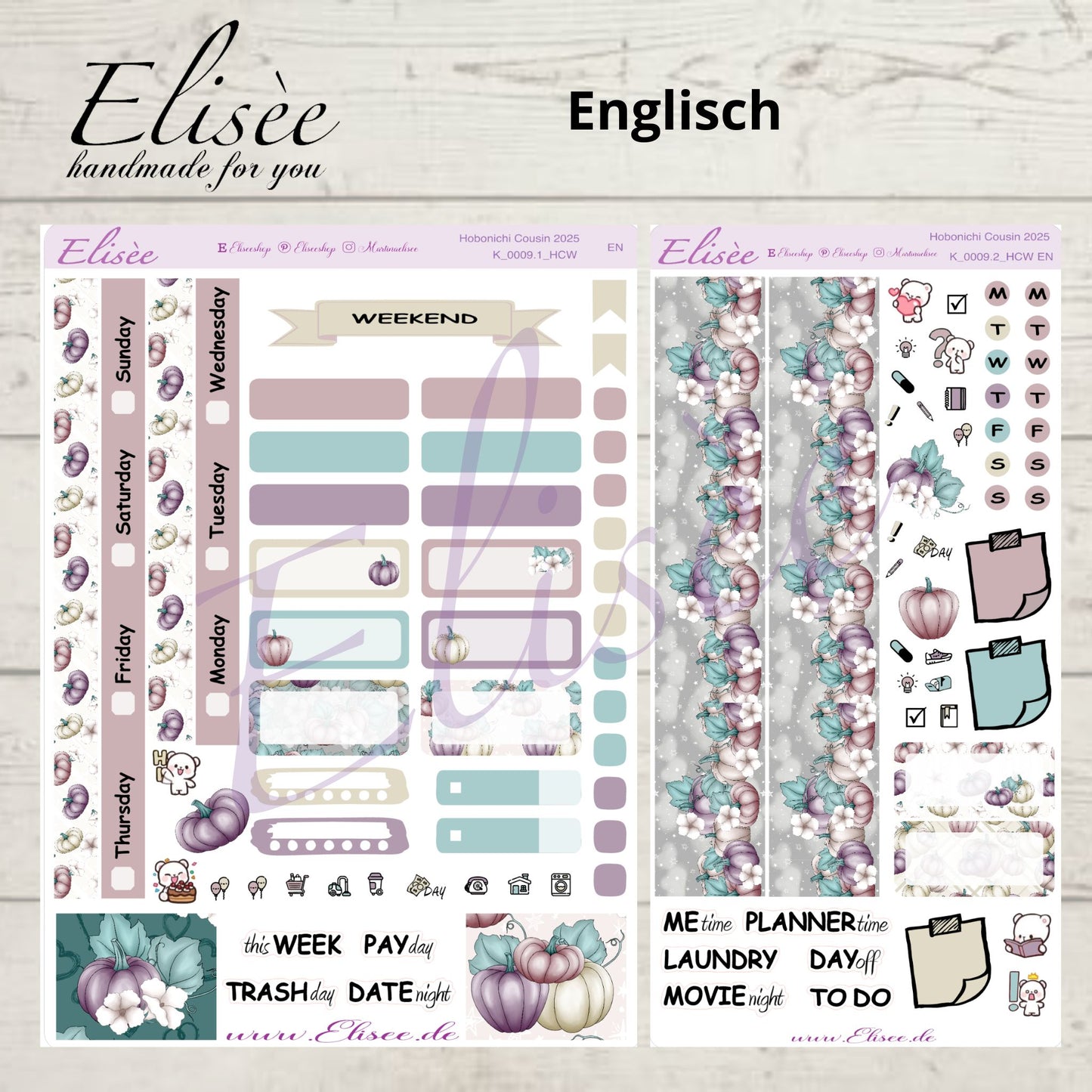 K0009_"HERBST KÜRBIS" Wochenkit Hobonichi Cousin / A5 / Bullet Journal