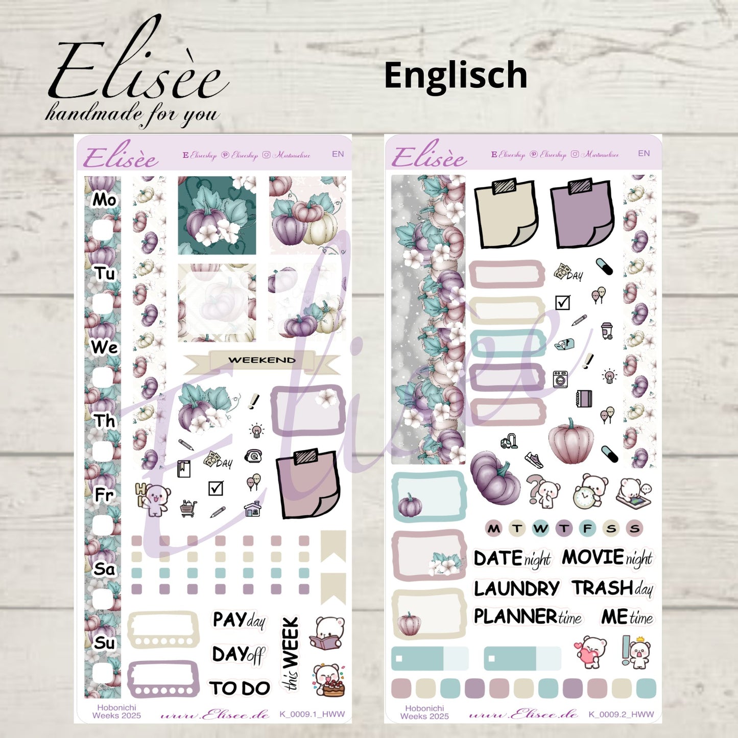 K0009_"AUTUMN PUMPKIN" Weekly Kit Hobonichi Weeks / Personal Planner / Bullet Journal