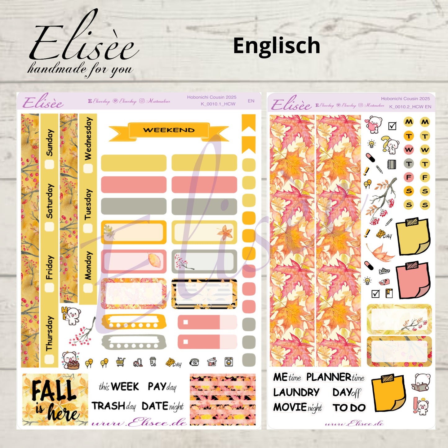 K0010_"FALL" Wochenkit Hobonichi Cousin / A5 / Bullet Journal