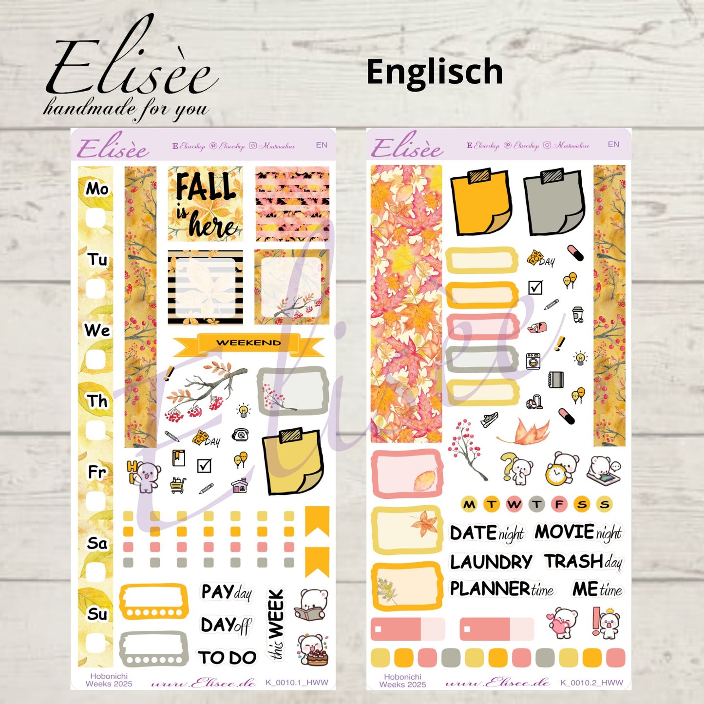 K0010_"FALL" Wochenkit Hobonichi Weeks / Personal Planer / Bullet Journal