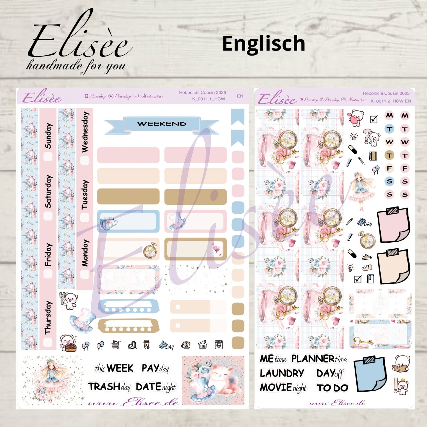 K0011_"ALICE IM WUNDERLAND" Wochenkit Hobonichi Cousin / A5 / Bullet Journal