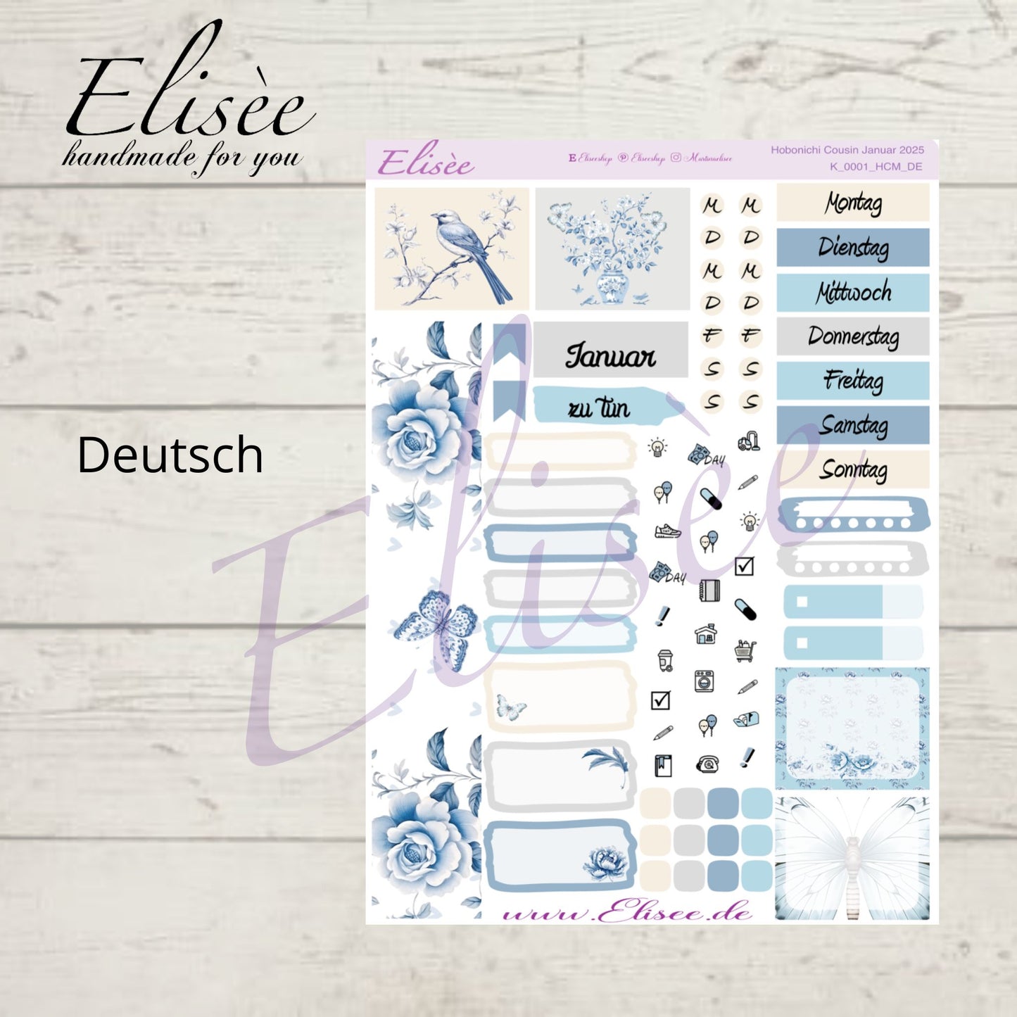 K0001_"Chinoise Flowers" January Monthly Kit Hobonichi Cousin / A5 / Bullet Journal