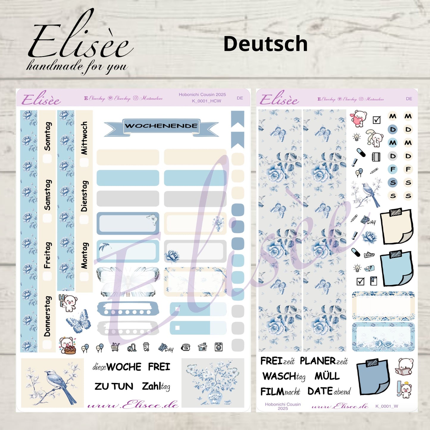 K0001_"Chinoise Flowers" weekly kit Hobonichi Cousin / A5 / Bullet Journal
