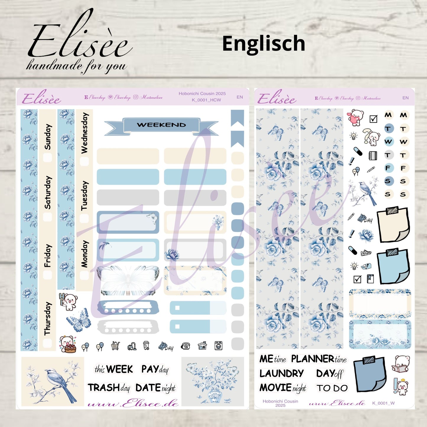 K0001_"Chinoise Flowers" Wochenkit Hobonichi Cousin / A5 / Bullet Journal