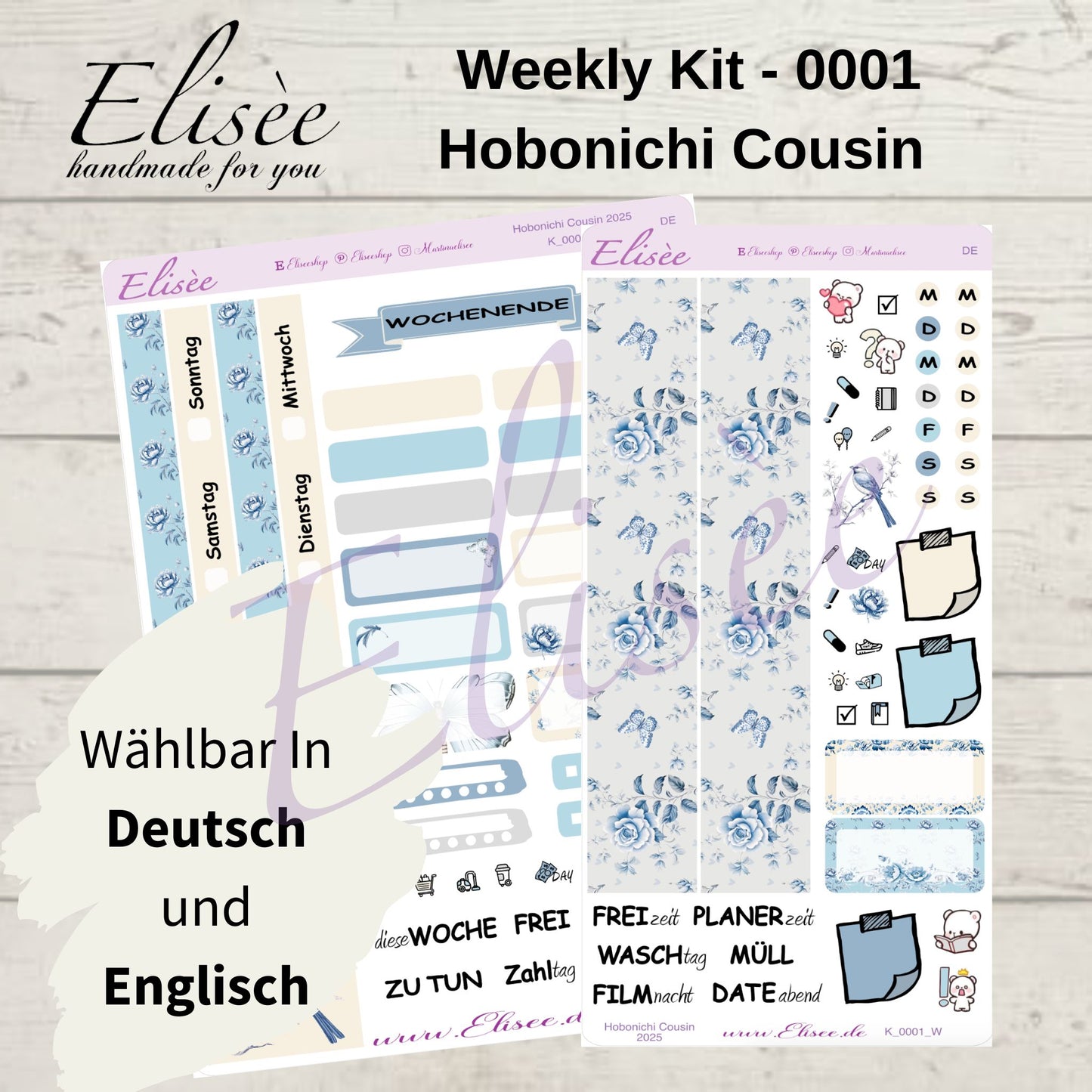 K0001_"Chinoise Flowers" weekly kit Hobonichi Cousin / A5 / Bullet Journal
