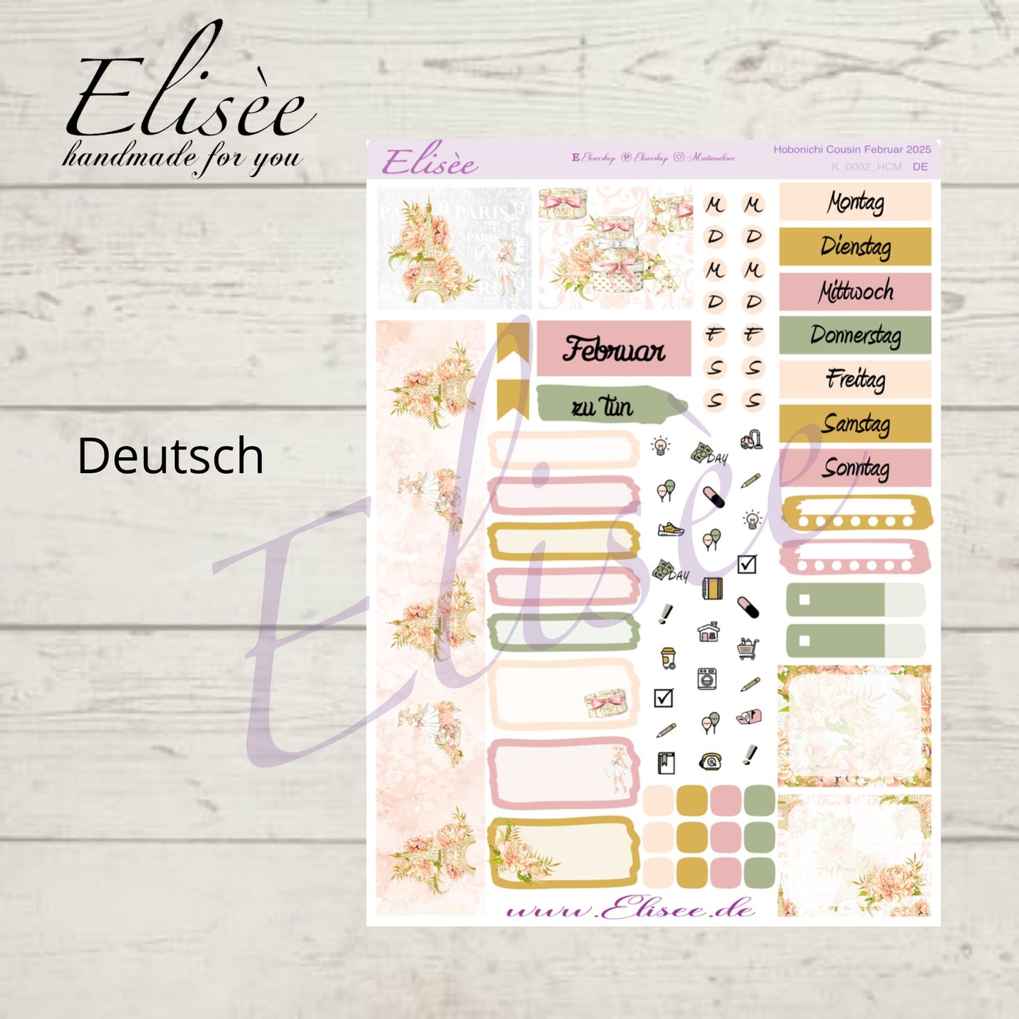 K0002_"PARIS" February 2025 Monthly Kit Hobonichi Cousin / A5 / Bullet Journal