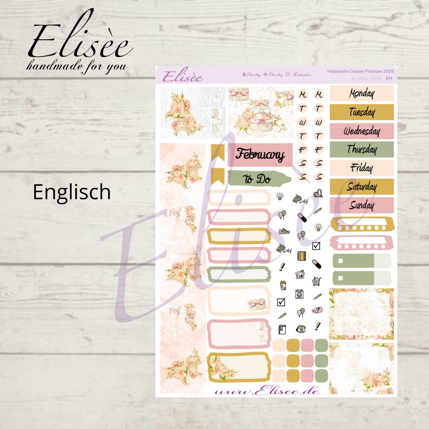 K0002_"PARIS" February 2025 Monthly Kit Hobonichi Cousin / A5 / Bullet Journal