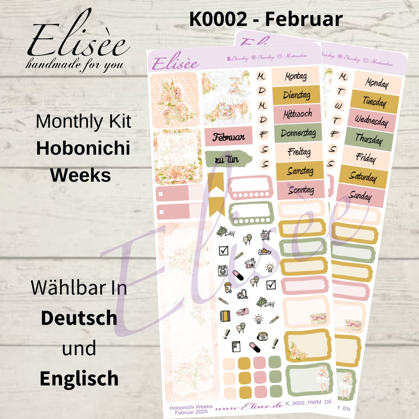 K0002_"PARIS" Februar 2025 Monatskit Hobonichi Weeks / Personal Planer / Bullet Journal