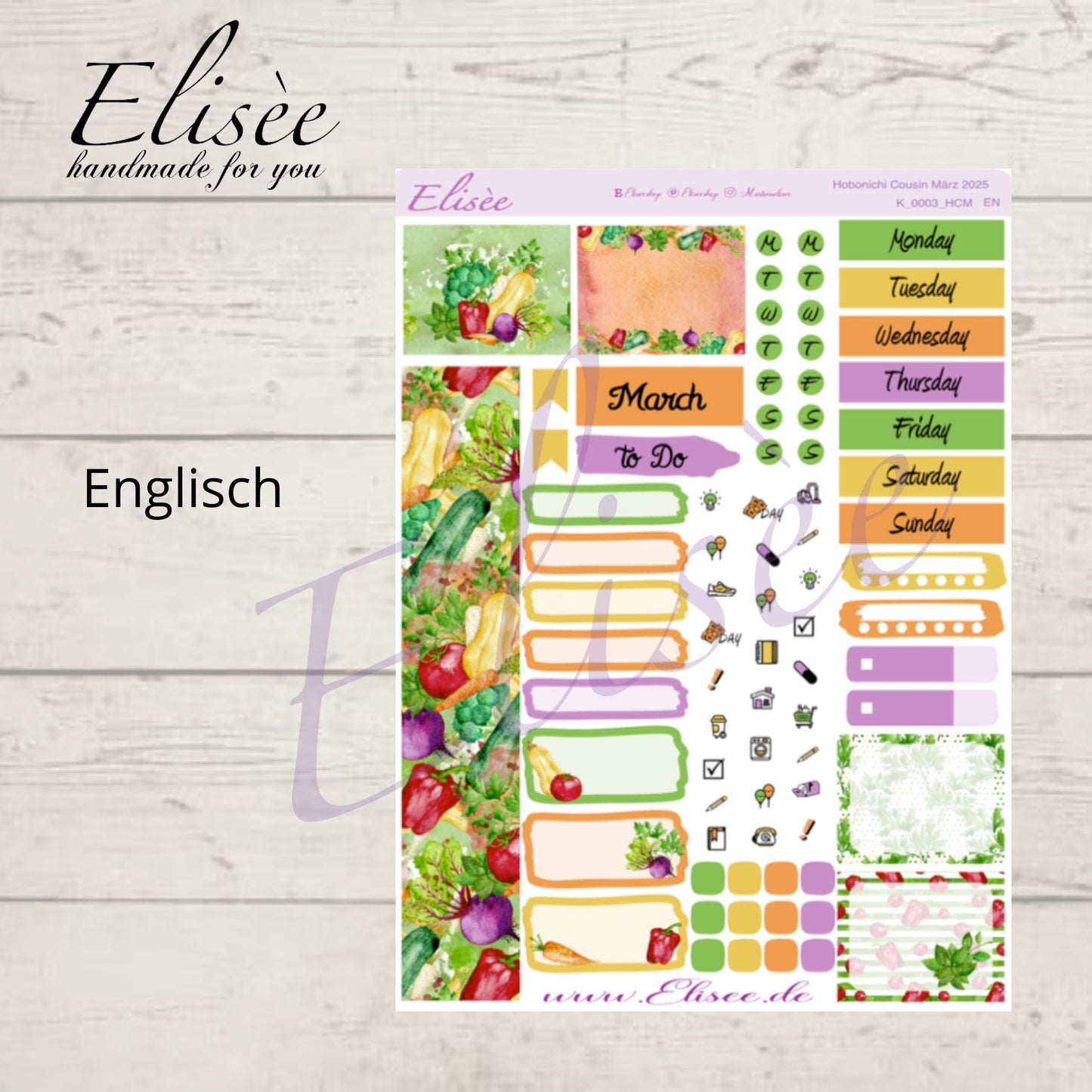 K0003_"VEGETABLES" März 2025 Monatskit Hobonichi Cousin / A5 / Bullet Journal
