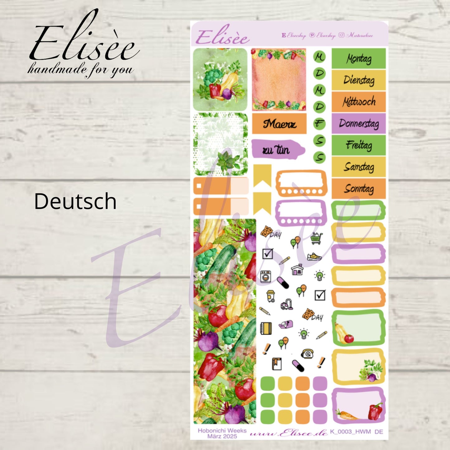 K0003_"VEGETABLES" März 2025 Monatskit Hobonichi Weeks / Personal Planer / Bullet Journal