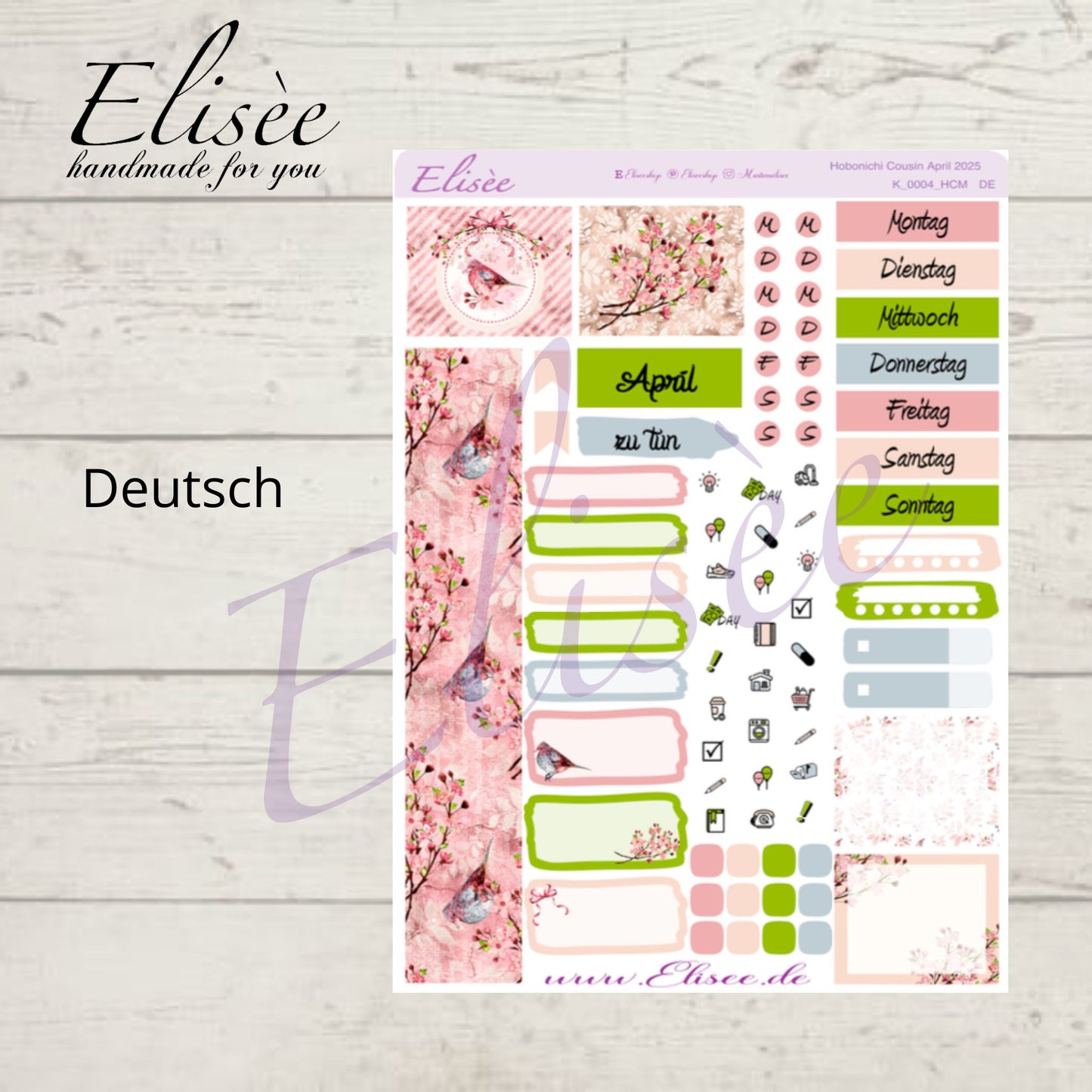K0004_"CHERRY BLOSSOM" April 2025 Monthly Kit Hobonichi Cousin / A5 / Bullet Journal