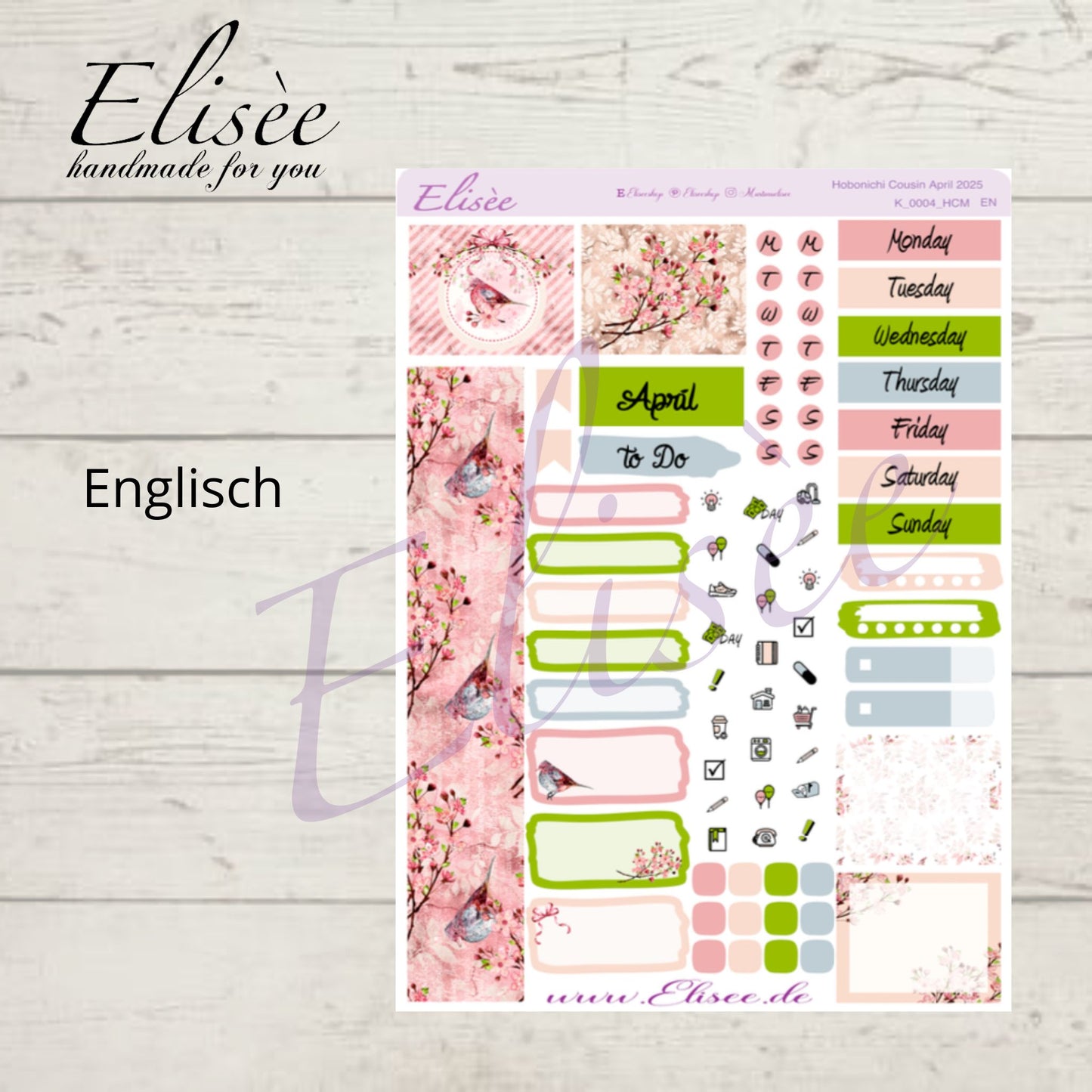 K0004_"CHERRY BLOSSOM" April 2025 Monthly Kit Hobonichi Cousin / A5 / Bullet Journal