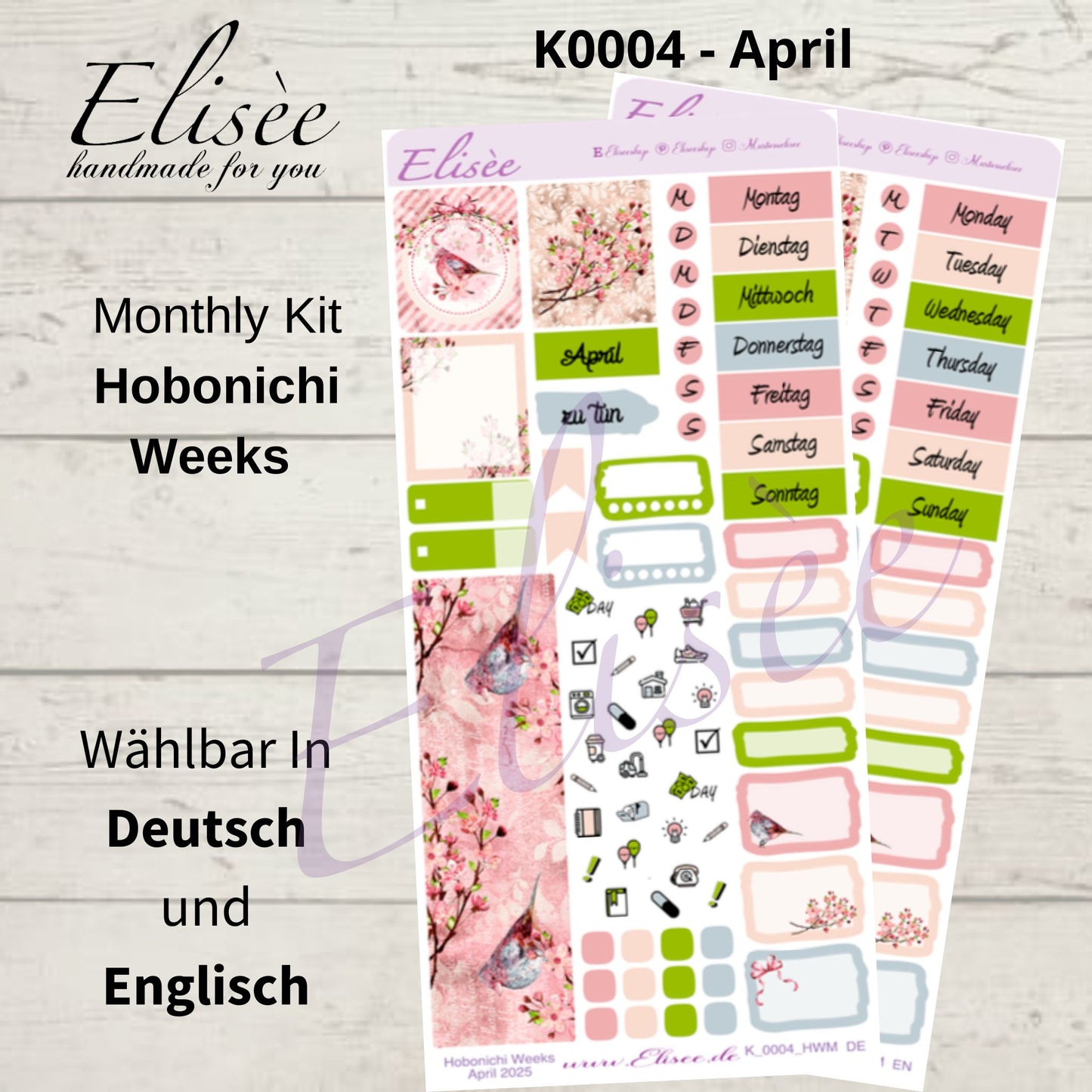 K0004_"CHERRY BLOSSOM" April 2025 Monatskit Hobonichi Weeks / Personal Planer / Bullet Journal