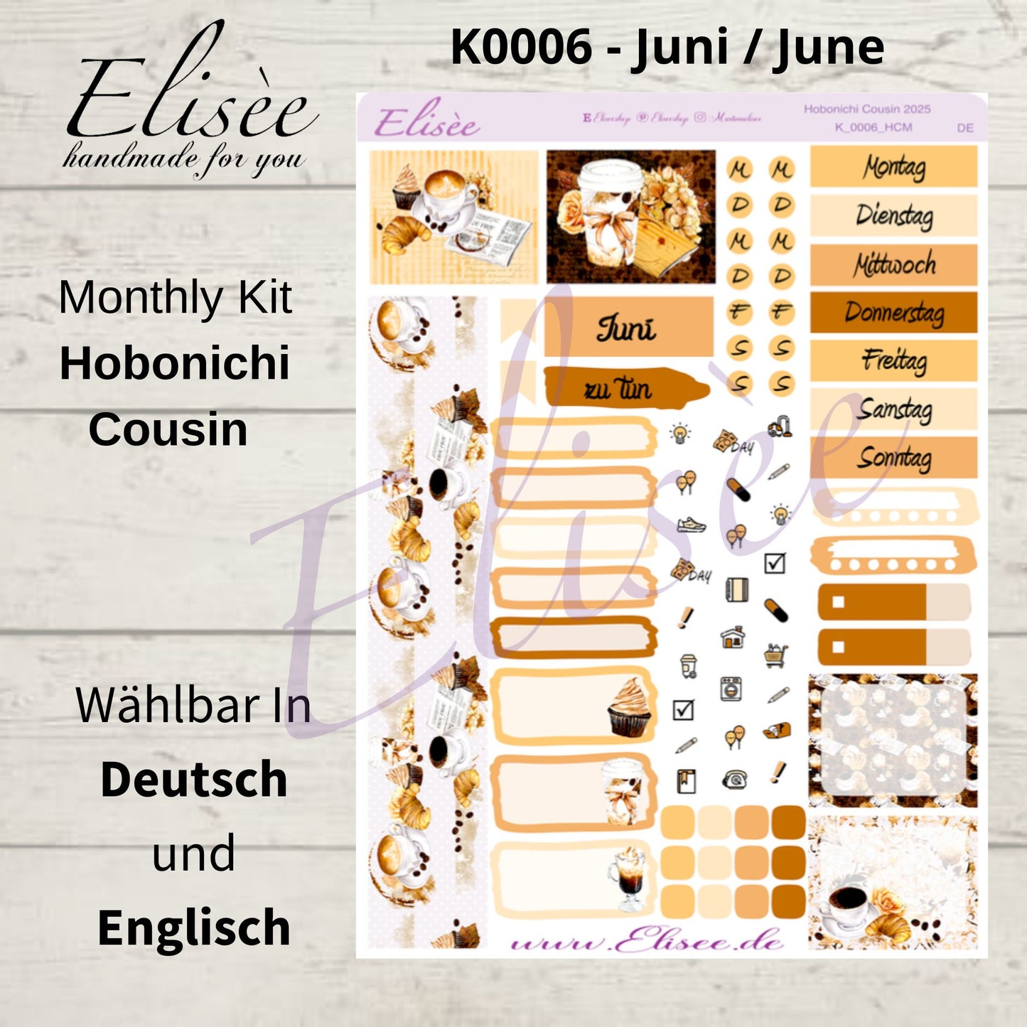 K0006_"BUT FIRST COFFEE" June 2025 Monthly Kit Hobonichi Cousin / A5 / Bullet Journal