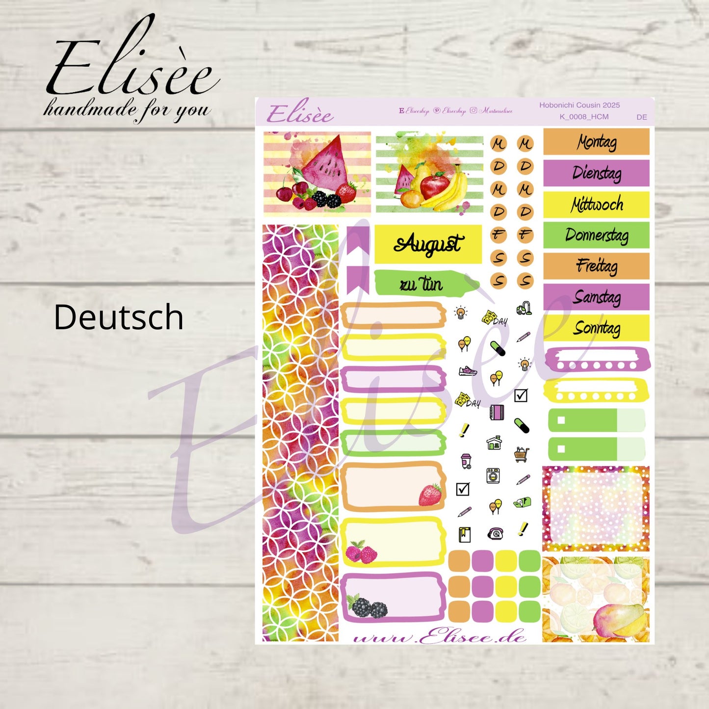 K0008_"FRUITS" August 2025 Monthly Kit Hobonichi Cousin / A5 / Bullet Journal