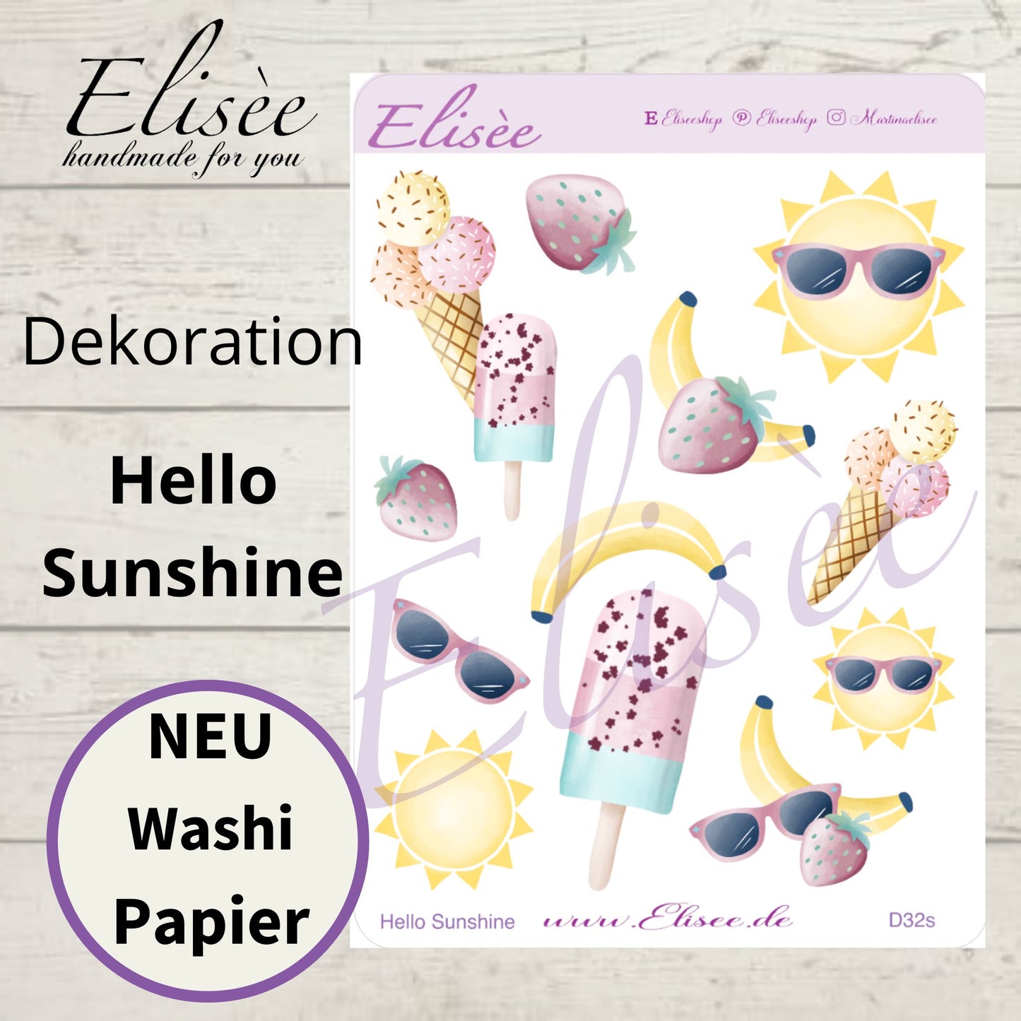 D32_Dekoration Sticker "Hello Sunshine"