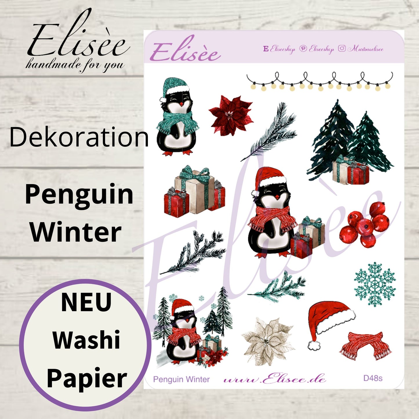 D48_Dekoration Sticker "Penguin Winter"