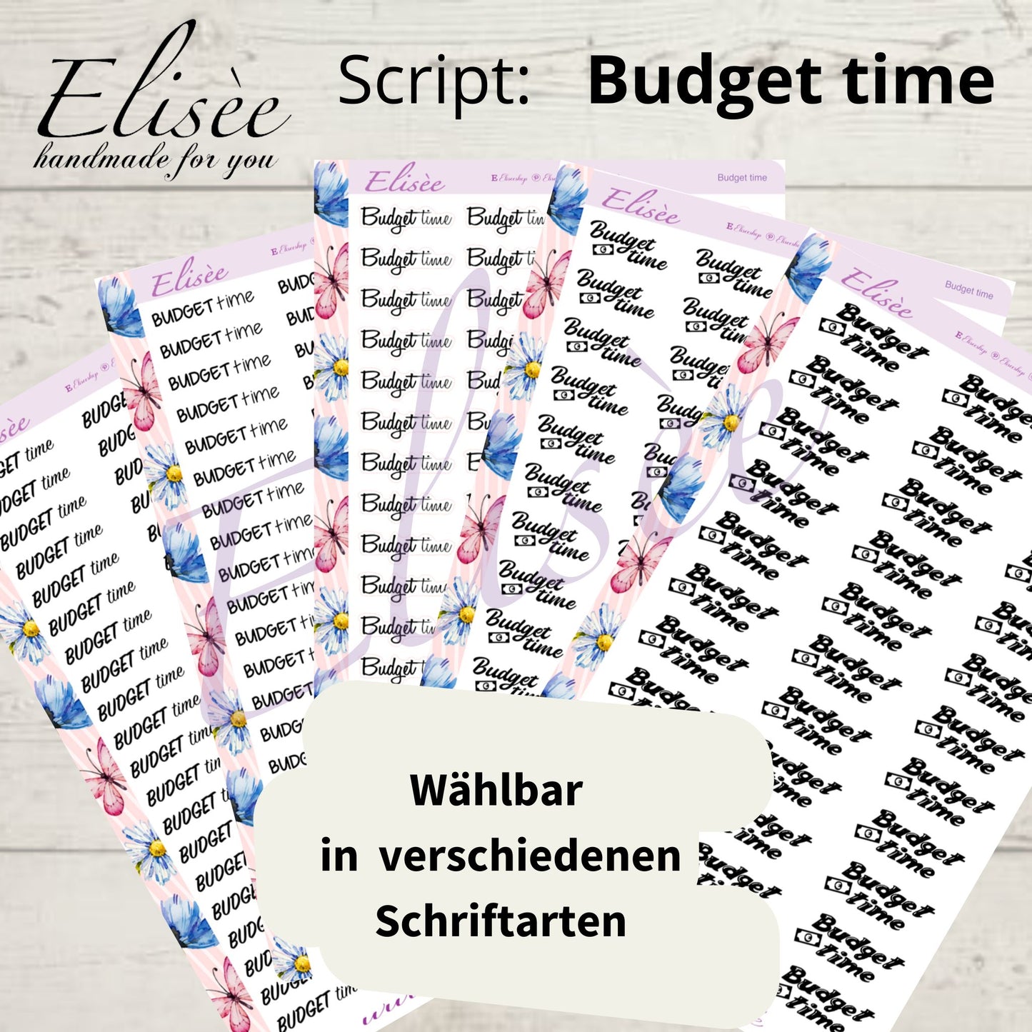 S100 Script Sticker "BUDGET time" Big Sheet | Aufkleber | Bullet Journal