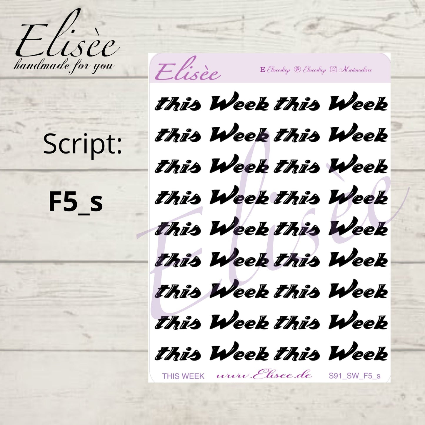 S91s  Script Sticker "This Week" Small Sheet | Aufkleber | Bullet Journal