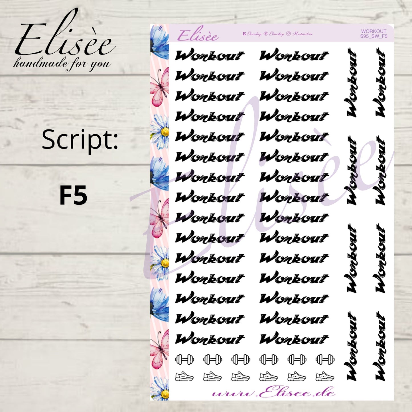 S95 Script Sticker "WORKOUT" Big Sheet | Aufkleber | Bullet Journal
