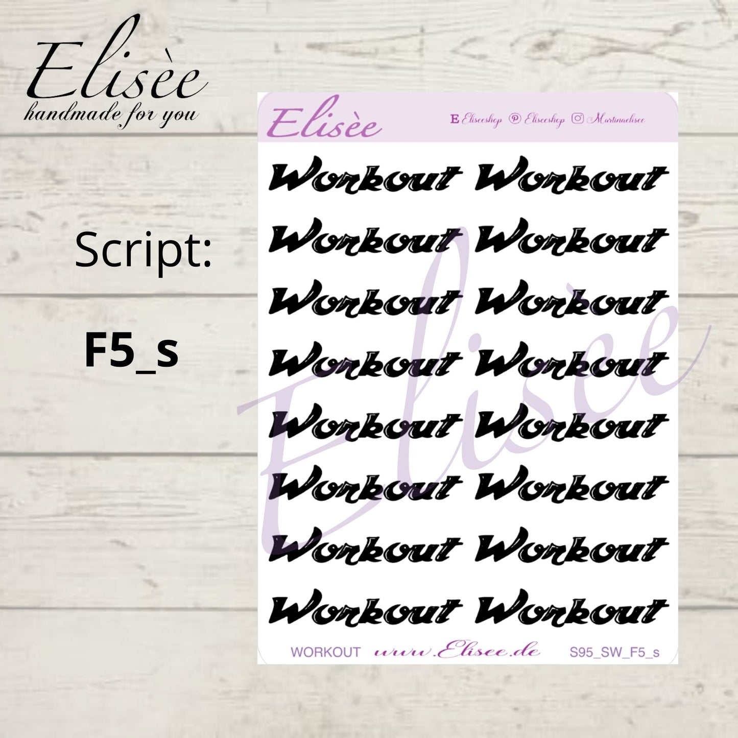 S95s  Script Sticker "WORKOUT" Small Sheet | Aufkleber | Bullet Journal