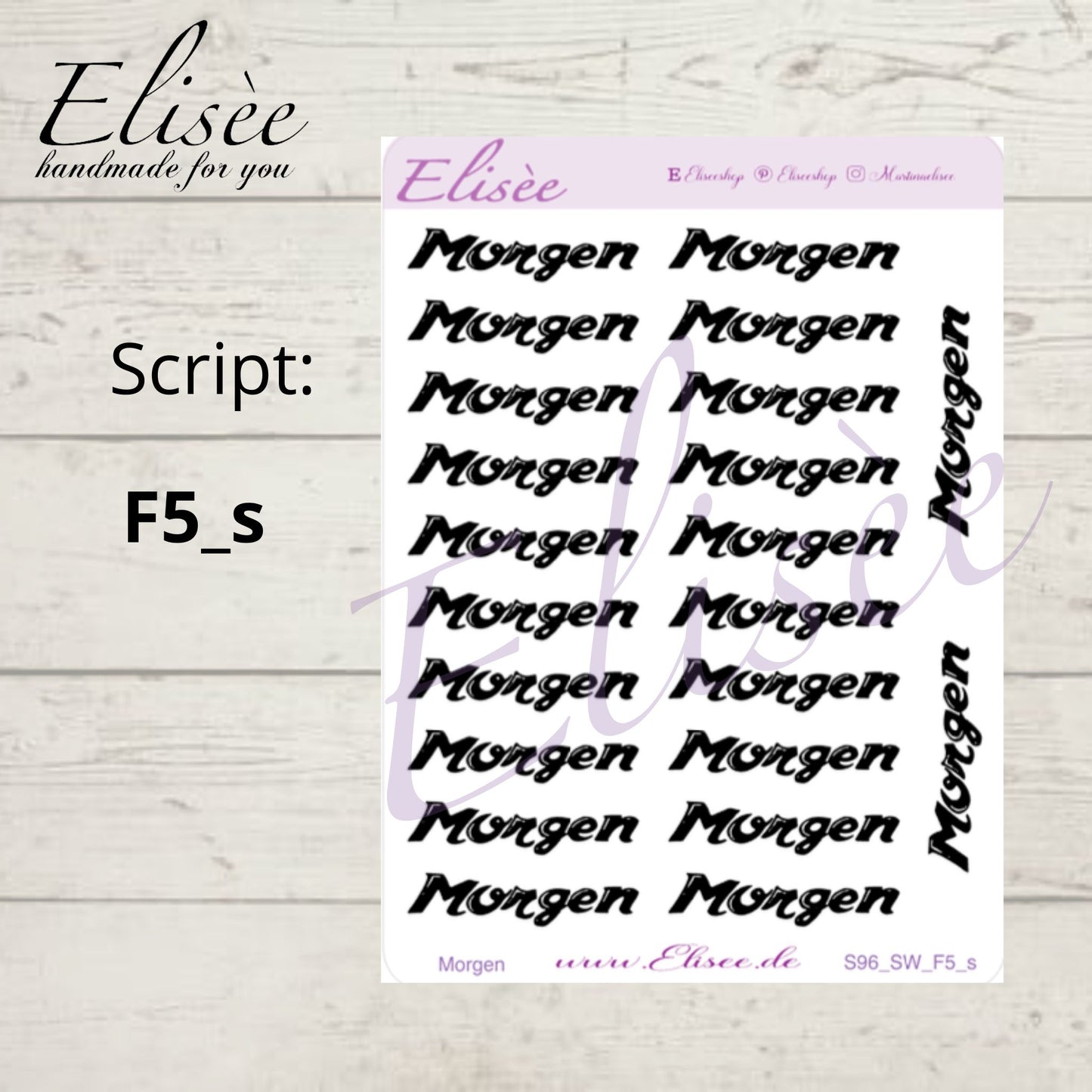 S96s  Script Sticker "MORGEN" Small Sheet | Aufkleber | Bullet Journal