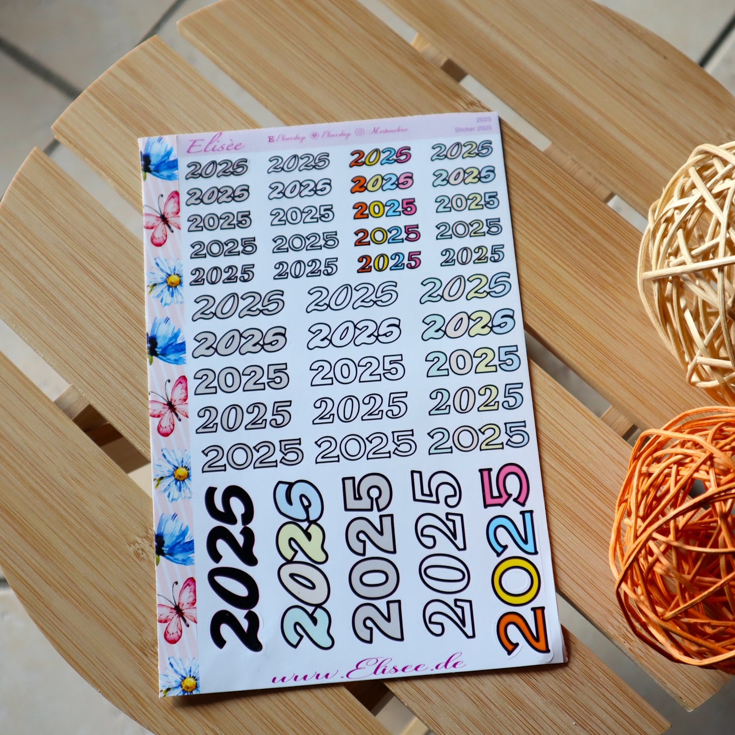 2025 Script Sticker Jahreszahl