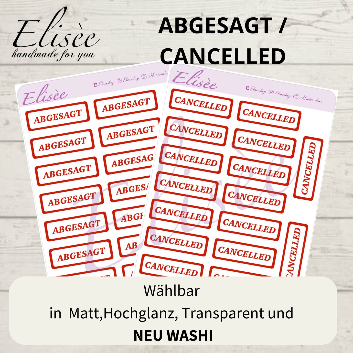 S87 Script Sticker "ABGESAGT / CANCELLED" | Aufkleber | Bullet Journal