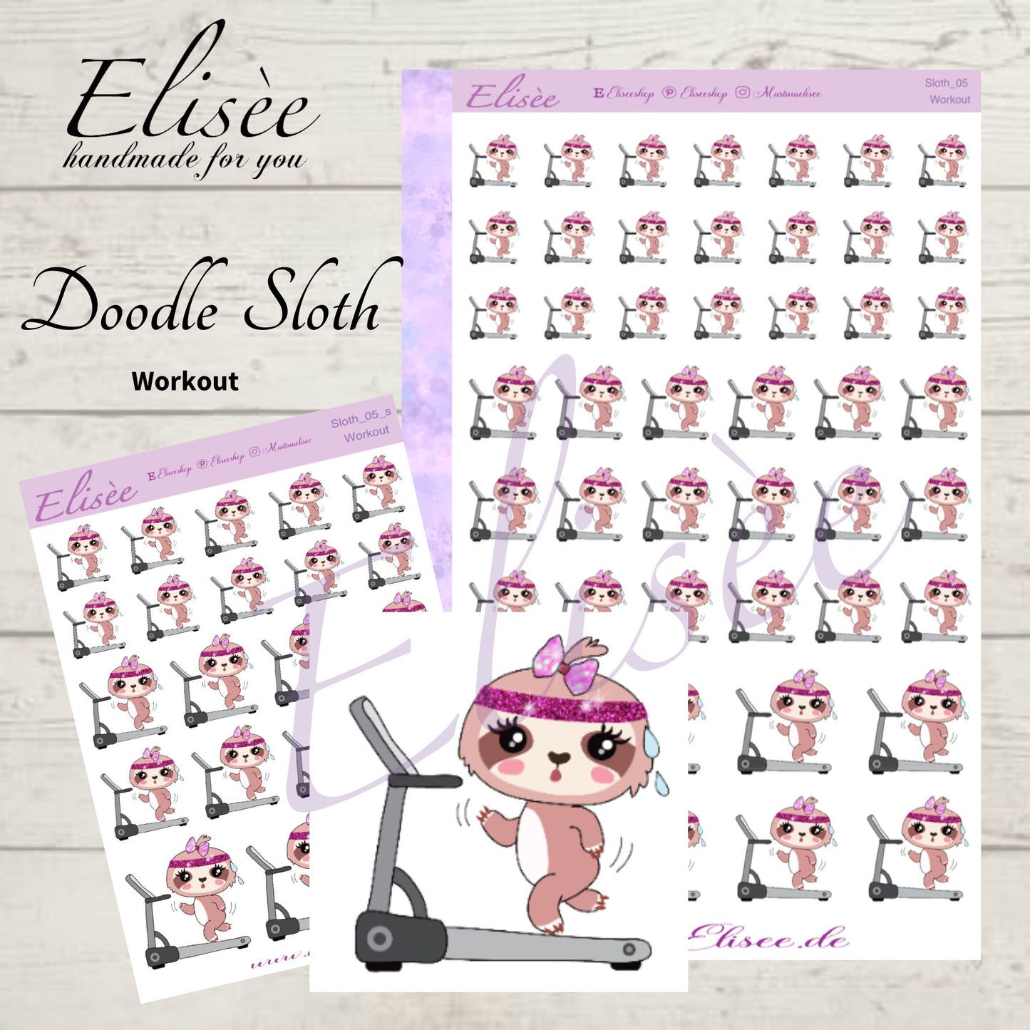 05 Faultier Doodle Sticker "WORKOUT"