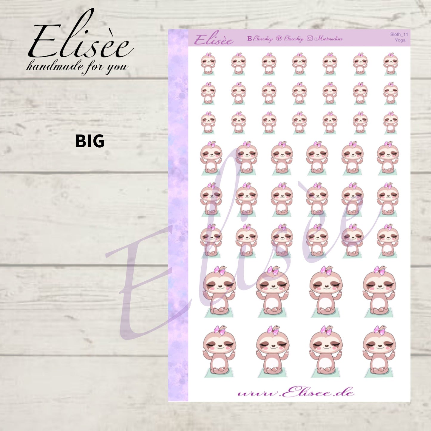 11 Faultier Doodle Sticker "Yoga"