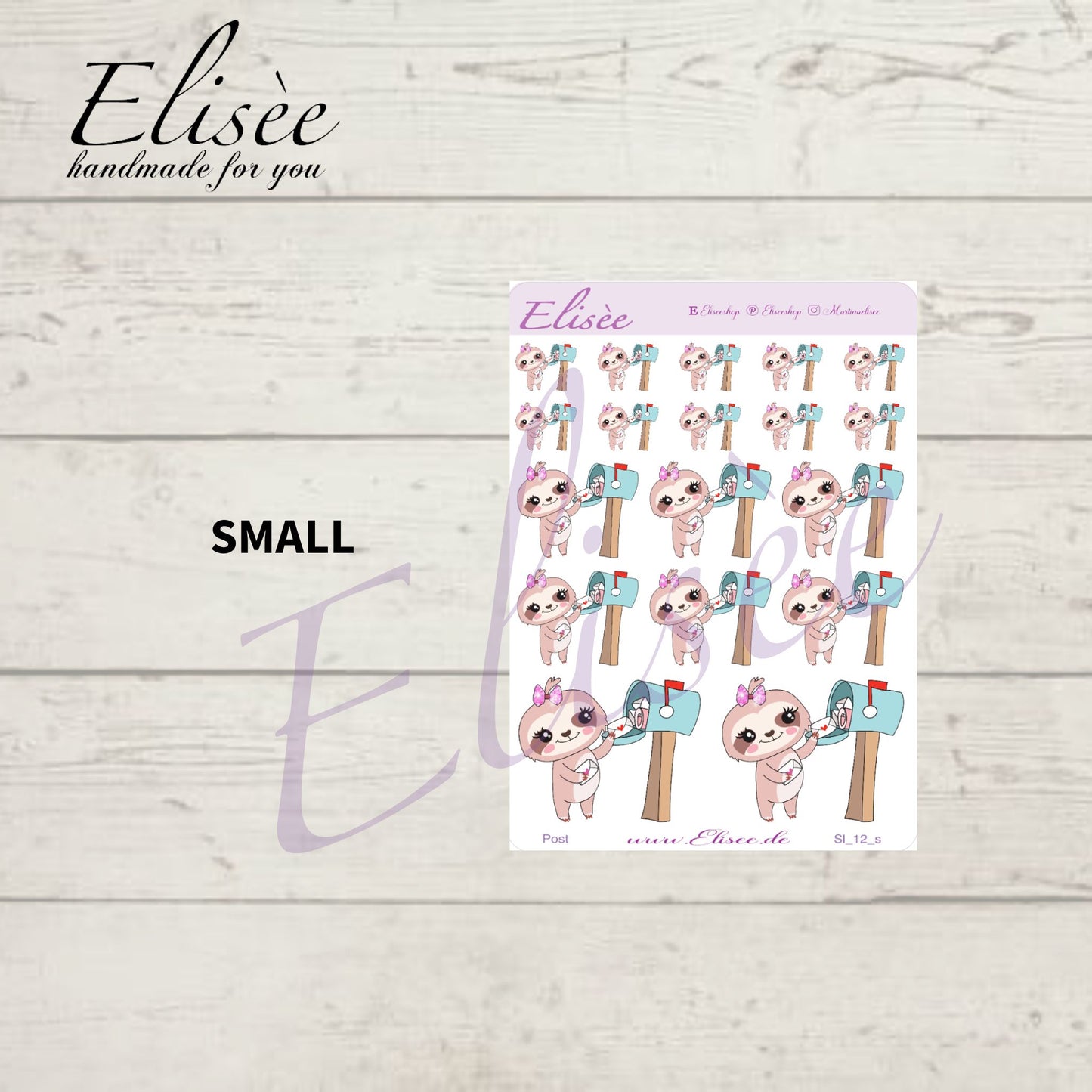 12 Faultier Doodle Sticker "POST"