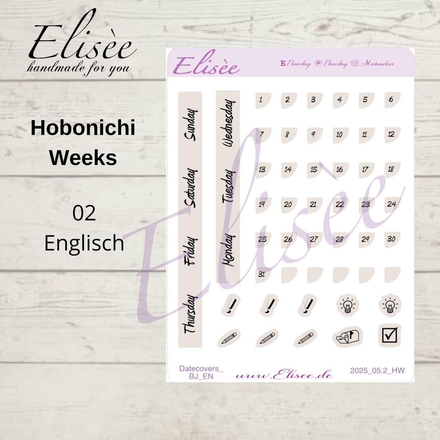 2025_Date Strips Bullet Journal / Hobonichi Weeks