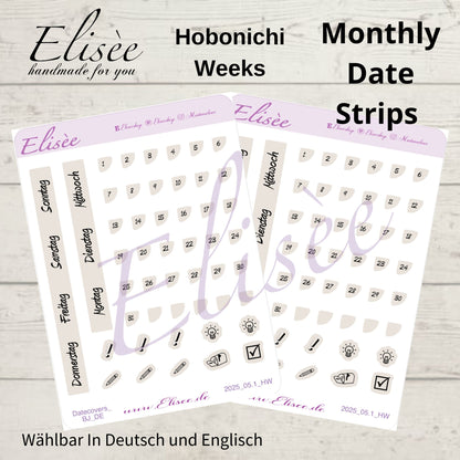 2025_Date Strips Bullet Journal / Hobonichi Weeks