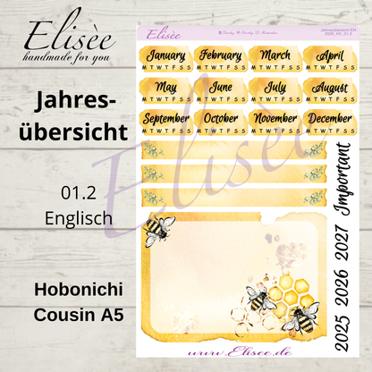 2025 Annual Overview Hobonichi Cousin A5