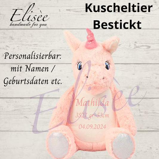 T_02_Plüschtier "Einhorn"  bestickt mit Namen | Personalisierung