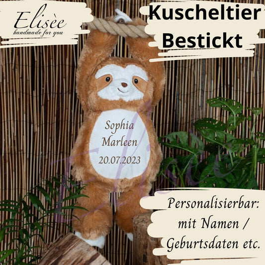 T_02_Plüschtier "Faultier / Sloth"  bestickt mit Namen | Personalisierung