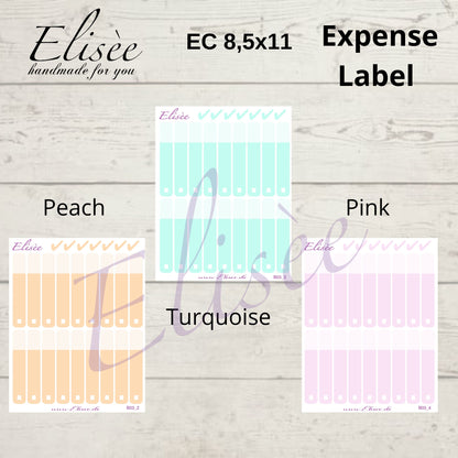 Expense / Ausgaben Sticker für 8,5x11  Planer